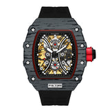 PINTIME Mechanical Man Watches Classic RM Luxury Design Automatic Visable Wristwatch 12 Color Causal Men Watch Rubber Strap Belt