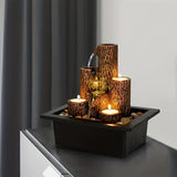 1pc Tree Stump Shape USB-powered Desktop Fountain Furniture Decoration Multi-functional 3-layer Design Soothing Desktop Fountain, Candles Holder Lovers Gift, Wedding Gift, Office Livingg Room Home Decor