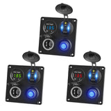 4 in 1 Panel Type-c PD C QC3.0 USB Voltmeter & Cigarette Lighter Socket Waterproof Switch for Truck Car Marine Boats