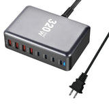 320W Gallium nitride Desktop 8-port PD Charge 3.0 Type C Fast Charger Mobile USB