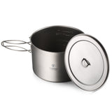 TOMSHOO Titanium 750ml/900ml/1100ml/1600ml/2000ml/2800ml Ultralight Hanging Pot with Lid and Foldable Handle Outdoor Cooking