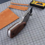 Nattools Professional Leather Cutting Knives Replaceable Trapezoid Blade DIY Handmade Leathercraft Tools Black Walnut Handle