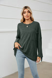 Women's Sunken Stripe Fleece Long-sleeved T-shirt