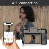 4K Digital For Photography and Video Auto focus Anti-Shake 48MP Compact Vlogging Camera 3' '180°Flip Screen with Flash