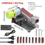 25MM/30MM Mini Belt Sander Electric Grinding hine 7 Speed 10 Sanding Belts for Polishing Wood Acrylic Metal