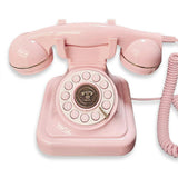 Retro Style Wired Dial Telephone Plug-in Home Fixed Landline Antique European Office Telephone Fashion Decoration Pink