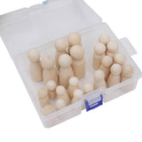 30Pc Solid Hard Wood People Different Size Natural Unfinished Preparation Paint Family Doll