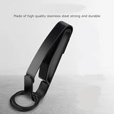 Black Duty Keychain Belt Quick Release Key Clip, Stainless Steel Tactical Invisible Keyring With 6 Removable Keyrings
