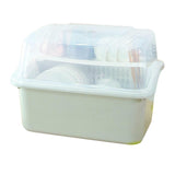 Utensil Drying Rack Box Plastic Cutlery Container with Lid Tableware Storage Cabinet for Bowl Dish Chopstic Gray White L