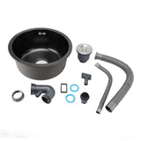 Undermount Small Kitchen Sink Professional Nano Black Stainless Steel Single Bowl Kitchen Bar Sink for Kitchen Bar Diameter 15.7in