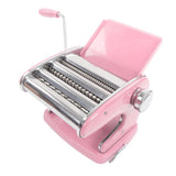 Noodles Maker Multifunction Hand Crank Pasta Machine for Lasagna Fettuccine Dumpling Wrapper Sakura Pink Suction Cup Type 3 Blade