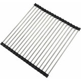 Folding Stainless Steel Sink Dish Drainer 43 X 35 Cm Suitable For Washing, Defrosting Meat And Dish Drainer Black