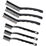Pack Of 6 Stainless Steel Wire Brushes With Curved Plastic Handles And Hanging Holes - For Cleaning Sinks, Metalwork And Rust