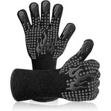 Grill Gloves, Heat Resistant Oven Gloves Up To 800c, Non-slip Bbq Gloves, Suitable For Grill, Oven, Kitchen And Fireplace [1 Pair] - Black
