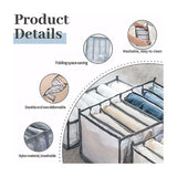 Pack Of 6 Wardrobe Storage Boxes - Clothes Drawers Mesh Dividers - Foldable Washable Storage Boxes (grey)