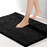 (black) Bathroom rug 80cm  50cm, non-slip bath mat, suitable for bathroom, easier to dry, plush bathroom, shower and sink white