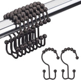 (Set 5) Curtain Hook Ring, Rust Resistant Stainless Steel Double Shower Curtain Hooks, Shower Curtain And Lined Bathroom, 12 Piece Set, Chrome Plated