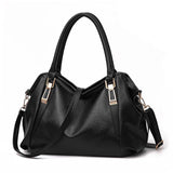 (black) Women Handbag Large Capacity Soft Pu Leather Shoulder Handle Crossbody Bag White