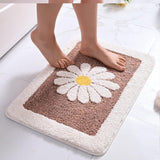 (Coffee color) Bathroom Rug Mat, White Flower Bathroom Rug, Fluffy Soft Ultra-fine Fiber Carpet, Non-slip Bath Mat, Machine Washable Plush Mat -40cm  60cm, Gray