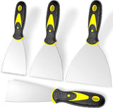 Putty Knife, 4 Piece Shoulder Knife Set (2, 3, 4, 5 Inch), Stainless Steel Paint Scraper, Tape Knife Tool For Drywall Repair, Wallpaper Removal, Putty