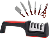 Knife Sharpener, 3 Stage Manual Knife Sharpener, 1 Piece Precision Knife Sharpening Tool For Chef's Knives In Home Kitchen (four Sections, Red Box)