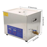 10L Digital Cleaning Machine Ultrasonic Cleaner Bath Tank Timer Heating Machine