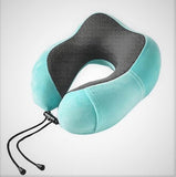 (Lake Blue) 1 X Travel Neck Pillow (magnetic Cloth + Super Soft Black U001-03)
