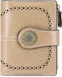 (Khaki) Leather Women's Wallet Women's Wallet Zipper Women's Wallet Short Card Holder With 16 Card Slots Anti Rfid Wallet 1 Piece (wine Red)