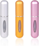 (gold and silver powder) Refillable Mini Travel Fragrance Spray Bottle Portable Fragrance Spray Bottle Travel Size Bottle 5ml 2 Pack (shiny Silver. Shiny Pink 5ml)