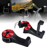 (red) Two In One Car Headrest Hook, Universal Back Seat Hook With Cell Phone Holder, 360 Rotating Hook For Car Headrest Storage, Used For Bags, Cell Phones,