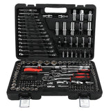 215Pcs Ratchet Wrench Set 1/4in 3/8in 1/2in Socket Set Tool Case Hand Tool Kits Box LPD00057