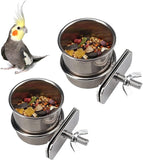 2pcs Stainless Steel Bird Hanging Bowl Bird Feeding Bowl With Clamp Holder For Parrot Parrot Lovebird 2pcs (4.4cm/5.5cm)