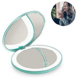 Led Vanity Mirror Compact Rechargeable Lighted Makeup Mirror,1x And 10x Magnifying