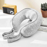 Massage U-shaped pillow neck massager hot compress cervical spine massager grey
