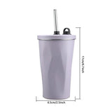 600ml Stainless Steel Vacuum Insulated Tumbler Set Double Wall Travel Mug Coffee Cup With Metal Straws Splash-Proof Lids