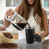 600ml Stainless Steel Vacuum Insulated Tumbler Set Double Wall Travel Mug Coffee Cup With Metal Straws Splash-Proof Lids
