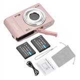 Andoer 1080P/2.7K Digital Camera 48MP 2.4-inch IPS Screen 16X Zoom AF Self-Timer Face Detection Anti-shaking with 2pcs Batteries