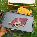 1pc, Non Stick Grill Pan, Cast Iron Griddle, Double Sided Baking Cooking Tray, Flat Top Griddle For Stovetop, Barbecue Plate
