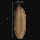 2X Nordic Decorative Tray Gold Leaves Shape Serving Tray Jewelry Pallet Fruit Snack Dish Table Storage Organizer (Small)