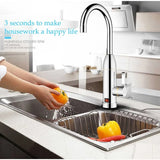 Stainless Steel Electric Heater Temperature Display Kitchen Tankless Instant Hot Water Faucet 3300W