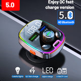 Bluetooth 5.0 Car MP3 Player Wireless Handsfree Audio Receiver PD/QC3.0 Fast Charger Support TF Card U Disk Play
