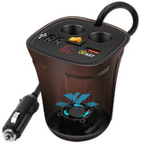 Cup Charger Cigarette Lighter Socket 3 USB Port charger For Mobile Phone QC3.0 Fast Car Charger with Temperature Voltage Display