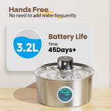 3.2L Recharge 5V USB Automatic Sensor Stainless Steel Cat Dog Water Fountain Multiple Pet Drinking Bowls