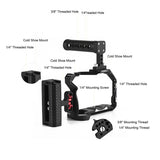 Andoer Top Handle + Side Grip Kit Video Cage with Cold Shoe Mount Numerous 1/4 Inch Threads for Canon R7 Camera