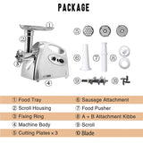 2800W 110V-220V Electric Meat Grinder Kitchen Mincer Sausage Stuffer Maker Filler Machine Food Processor Meat Slicer for Patty