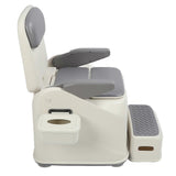 Portable Commode Toilet PU Leather Anti Odour Rotating Arms Night Light Footstool Portable Toilet for Adults Elderly Gray Indoor Bucket