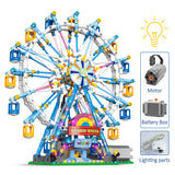 870PCS Rotating Ferris Wheel Electric Building Bloc with Lights Amusement Park Children's Birthday Gift