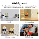 Resin Nordic Alarm Desktop Ornament for Bedroom Miniature Bear Clock Figurines Battery/Plug-in Use Handicraft Holiday