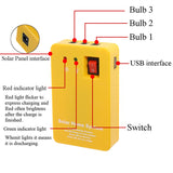 3W Solar Panel Emergency Kit - 4-Head USB Charger Cable & 2 LED Bulbs for Outdoor Camping & Hiking