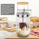 1.5 Liters - Wooden Handle Shakes Stainless Steel Gear Manual Maker, Butter Churner